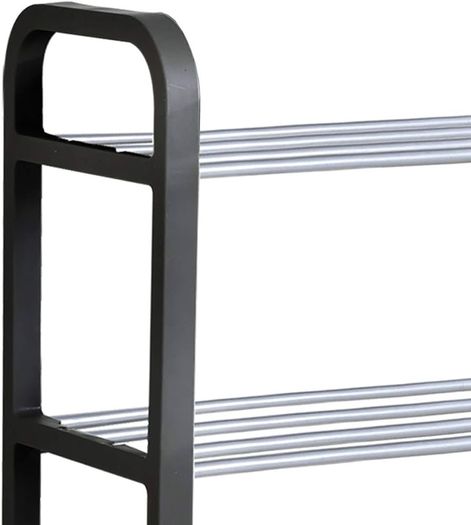 NEW SALE | 5 Tier Shoe Slots Rack - Space Saving Shoe Storage Organiser with Quick, Tool-Free Assembly - Shoe Slots Holds 15-20 Pairs - Dimensions (L) 75.5cm x (W) 18.5cm x (H) 75.5cm - Black