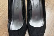 high heels black suede diamante