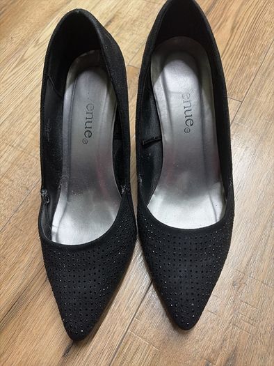 high heels black suede diamante
