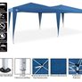 Gazebo 3 x 6 m Waterproof Pop-Up with Bag Marquee UV Protection Folding Gazebo Garden Tent Party Tent Blue Image 6