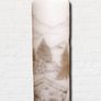 Winter Christmad Hand decorated decoupage unscented large ivory pillar candle with mountains image Image 2