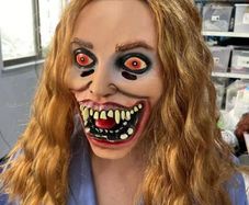 Halloween zombie horror latex mask with hair.