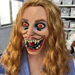 Halloween zombie horror latex mask with hair.