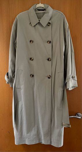 Trench Coat- Light Beige/Green