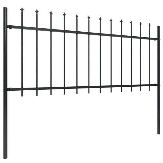 Garden Fence with Spear Top Steel 15.3x0.8 m Black