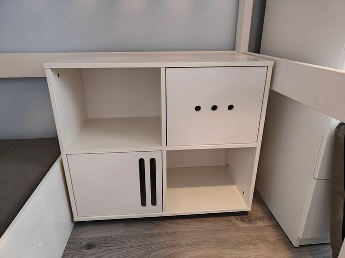 STOMPA Loft Bed with Pullout Single Bed, Storage & Shelf