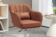 Lounge chair lumbar cushions height adjustable 360 swivel metal base brown