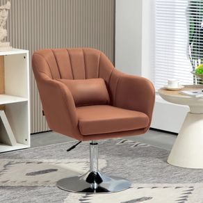Lounge chair lumbar cushions height adjustable 360 swivel metal base brown
