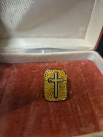 Vintage Valley Casting Gold Tone Cross Father's Day Religious Pin