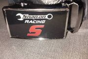 Snap on tools metal and leather adjustable belt