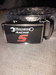 Snap on tools metal and leather adjustable belt