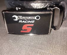 Snap on tools metal and leather adjustable belt
