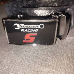 Snap on tools metal and leather adjustable belt