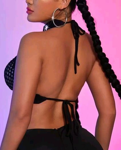 Sexy Backless Halter neck top with metal detailing, size 10