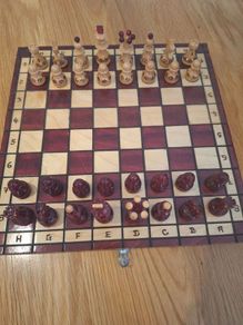 handcrafted wooden polish chess set- king medium 35cm