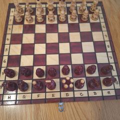 handcrafted wooden polish chess set- king medium 35cm