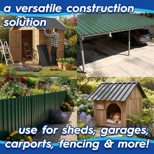 14-Pack Corrugated Metal Roofing Sheets Anthracite - Galvanised Steel Waterproof Rust-Resistant Heavy Duty Panels 110x46cm for Shed Outbuilding Shelter Roof Repair