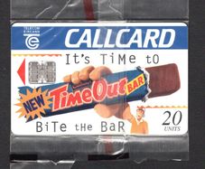 1995 Ireland 10 unit Cadbury's Time Out '95 "It's Time to Bite the Bar" (Schlumberger SC7) Call Card New in packaging. Telecom Eireann card number 1101.