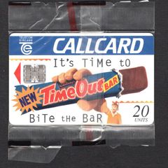 1995 Ireland 10 unit Cadbury's Time Out '95 "It's Time to Bite the Bar" (Schlumberger SC7) Call Card New in packaging. Telecom Eireann card number 1101.