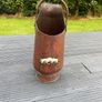 Antique Copper Coal scuttle- Beautiful antique copper coal scuttle with ceramic handle and lions head pivot Image 3