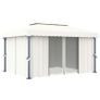 Gazebo with Curtain and String Lights 4x3 m Cream White Image 3