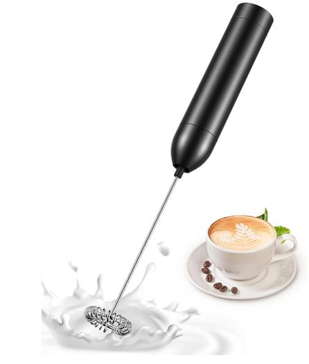 Electric Milk Frother with High Performance 12000 RPM Motor, Aluminium Alloy Manual Milk Frother, Foamer Whisk for Matcha, Latte, Cappuccino, Hot Chocolate, Drinks, 3 AAA Batteries Included