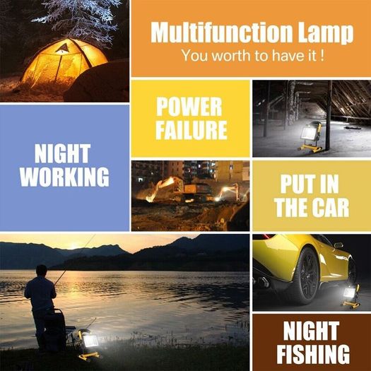 LED Work Lights Portable Floodlight Waterproof Security LED Rechargeable FloodLight for Outdoor, Garage, Car Repairing, Camping, Hiking