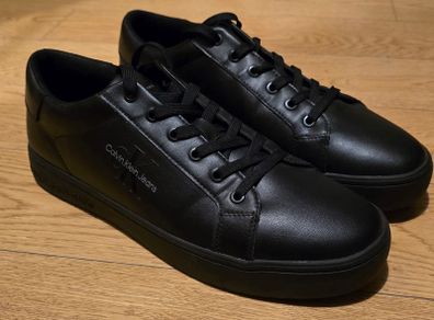 Calvin Klein Jeans black leather sneakers Brand New,  size 11UK,  price 55e