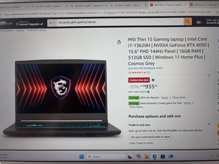 MSI Thin 15 Gaming Laptop Bundle