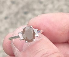 1.5 Carat brown Moonstone Sterling silver ring