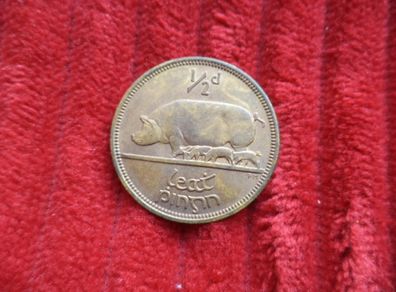 1964 Ireland - "1/2d, Leat Pingin" Half Penny