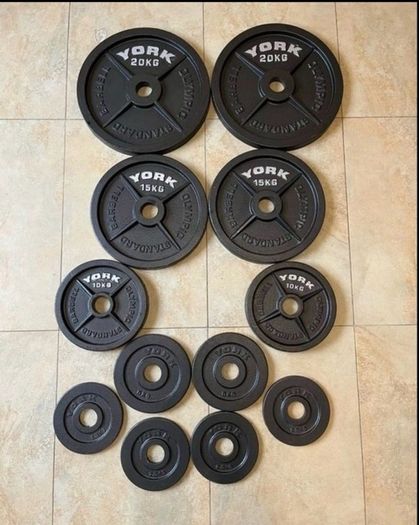 York Barbell Olympic 2i Hammertone Cast Iron Weight Plates