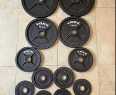 York Barbell Olympic 2i Hammertone Cast Iron Weight Plates
