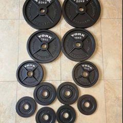 York Barbell Olympic 2i Hammertone Cast Iron Weight Plates