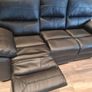 Black leather reclining couch Image 2