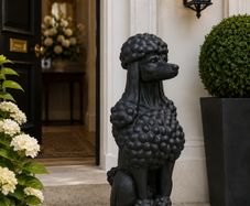 Large Black Poodle Garden Statue 80cm  Luxury Dog Sculpture for Garden, Patio, Entrance & Driveway