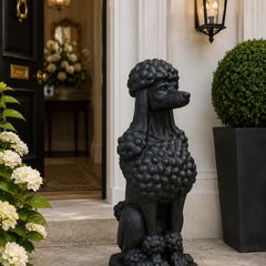 Large Black Poodle Garden Statue 80cm  Luxury Dog Sculpture for Garden, Patio, Entrance & Driveway