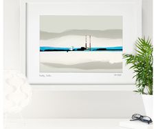 Calm Day, Poolbeg, Dublin in White Frame, by artist Helen Mathews