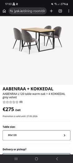 JYSK Table & 4 chairs