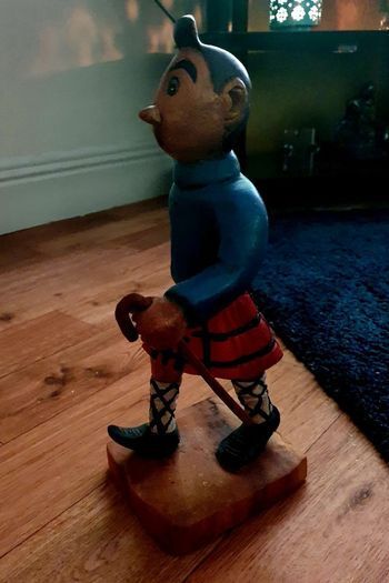 Vintage Hand-Carved Highlander Figurine - Tintin Black Island Style