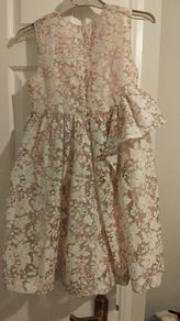 Pale pink Floral lined dress age 7-8