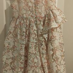 Pale pink Floral lined dress age 7-8