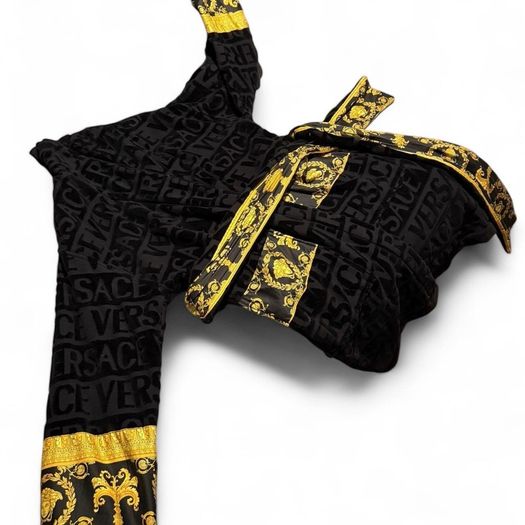 Black and gold Versace bath robe