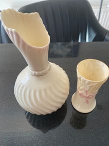 Reduced Pair of Beleek China vases