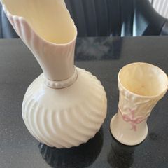 Reduced Pair of Beleek China vases