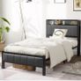 3ft Single Bed Frame With Storage Headboard, Upholstered Platform Bed Frame Image 3