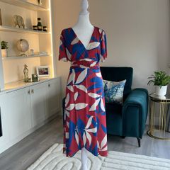 Brand New Ladies Blue, Red & Cream Dress  Size UK 12-14 / EU 40-42