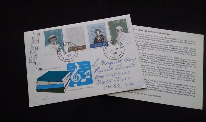 Ireland Stamps : Irish Literary and Musical Figures - First Day Cover , 1982