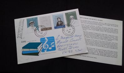 Ireland Stamps : Irish Literary and Musical Figures - First Day Cover , 1982