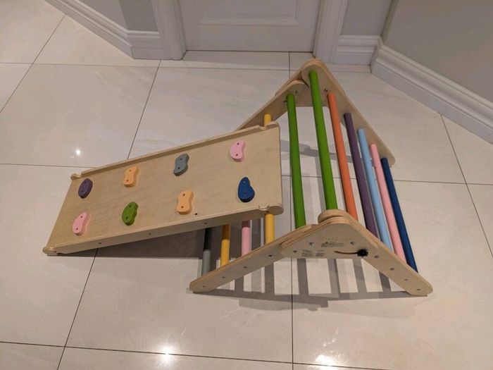 Wooden climbing frame
